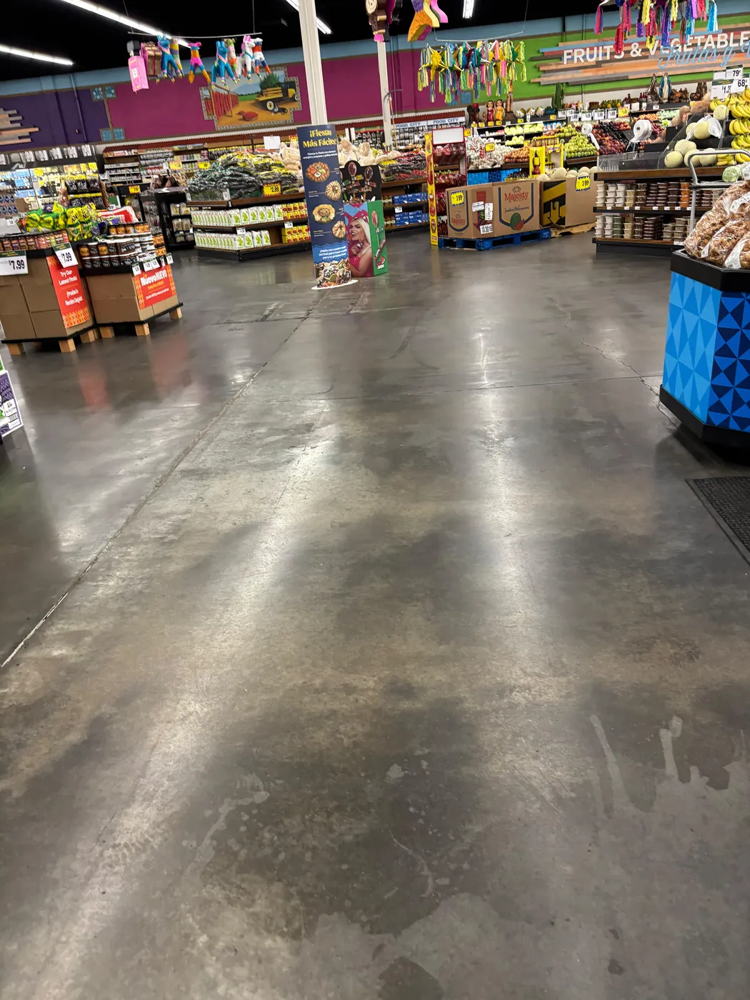 Grocery store floor cleaned and polished